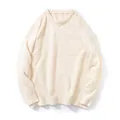 Men's loose fit crewneck knit sweater in cream white soft chenille fabric - S / Apricot