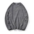 Dark grey crewneck knit sweater in textured chenille fabric with a relaxed loose fit - S / Dark Gray