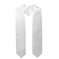 Solid white satin graduation stole with V-shaped neck and pointed ends for ceremonies - 152cm / White