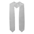 Elegant silver satin graduation stole with V-neck design for academic ceremonies - 152cm / Gray