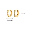 Minimalist gold hoop earrings with double-row white zircon inlay in 14mm size - Gold Double-row Micro-set Zirconia (G3205822)