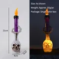 Halloween skull ghost hand holding purple LED candle lamp variant for spooky party decor - Large Skull With Purple Hands And Purple Lights