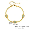 Detalle de collar de cadena de serpiente vintage con turquesas y especificaciones - Pulsera de Piedra Preciosa Celeste (BR-2635G02)