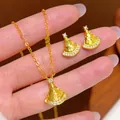 Elegante set di collana e orecchini a ventaglio dorati con pietre di zircone scintillanti - Set di orecchini e collana a forma di ventaglio con strass (E090)