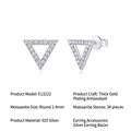 Eleganti orecchini a lobo a triangolo in argento 925 con pietre di moissanite lucenti - Triangolo (E13222) / Tipo standard