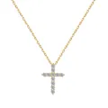 Elegant gold cross pendant necklace featuring brilliant round-cut zircon stones - 925 Silver / Gold