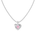 Collar de plata S925 con corazón de circón rosa y textura de metal fundido - Plata 925 / Oro Blanco Estrás Rosa