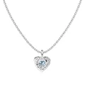 Collar de corazón de plata de ley S925 con textura martillada y circón azul claro - Plata 925 / Oro Blanco Estrás Azul