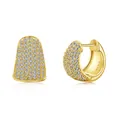 Elegant gold S925 sterling silver hoop earrings with micro-pave white zircon stones - 925 Silver / Gold Color