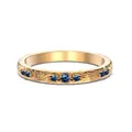 Minimalist S925 ring with blue zircon inlay and textured floral engraving design - US 5 / Gold (Champagne)