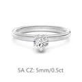 Detail of 5mm 5A heart-shaped cubic zirconia stone on an S925 sterling silver ring - Size 5 / White Gold (0.5ct)