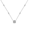 Elegant S925 silver necklace with square halo pendant and white cubic zirconia stones - 925 Silver / White Gold Color (DY191037-S-W-WH)