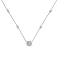 Collier en argent avec pendentif halo, zircon blanc et détails de serti clos - Argent 925 / Or blanc