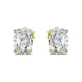 Elegant gold oval cut stud earrings with four-prong setting and butterfly backings - Oval Gold (DY1D0180-S-G-WH)