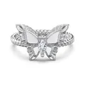 S925 sterling zilveren vlinderring met marquise zirkoon en gedraaide ringband - US 5 / Zilveren Vlinder Ring #5 (DY121357)