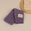 Bufanda gruesa de punto morado con etiqueta vintage para otoño e invierno - Morado