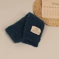 Calentadores de punto grueso en cian oscuro con etiqueta textil decorativa - Azul Marino