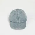 Detail of light blue washed denim baseball cap featuring breathable vents and curved brim - One Size / Light Washed Blue