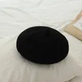 Classic black wool beret for girls featuring a soft texture and vintage painter style - Black