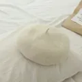 Classic cream white wool beret for girls featuring a soft texture and warm winter style - Milk White