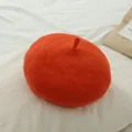 Vibrant red wool beret for girls featuring a classic thick texture and top stalk detail - Orange