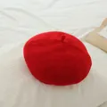 Sweet red wool beret for girls featuring a classic stem design on white background - Red