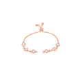 Bracelet ajustable en or rose avec six pierres roses rondes serties en clos poli - Mauve Clair