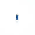 Close-up of a rectangular deep blue gemstone pendant with a silver-plated four-prong setting - Navy Blue
