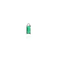 Macro view of a rectangular green gemstone pendant with silver metal bail for DIY jewelry - Dark Green