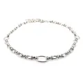 Silver retro punk oval chain necklace in minimalist design with lobster clasp - White Gold
