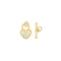 Vue détaillée du pendentif cadenas coeur plaqué or 18K et du fermoir à bascule avec zircon - Blanc