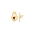 Détail macro du fermoir cadenas coeur plaqué or 18 carats avec zircon rouge pour bijoux DIY - Rouge