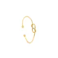 Polished 18K gold-plated knotted open bangle with minimalist round bead ends for women - 18K Knot Open Style / Gold