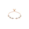 Elegant 18K rose gold plated bolo bracelet with six blue gemstones and adjustable sliding clasp - Light Blue