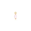 Macro detail of 18K gold plated teardrop pendant with marquise cut pink gemstone - Pink