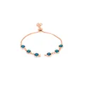Bracelet ajustable plaqué or rose 18K orné de six pierres précieuses saphir bleu - Bleu marine