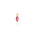 Macro view of marquise-cut pink gemstone pendant with 18K gold-plated setting - Red