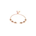 Bracelet ajustable plaqué or rose 18K avec six pierres précieuses brunes facettées - Brun Foncé