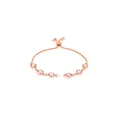 Close-up of 18K gold plated bracelet with lavender crystals and adjustable bolo clasp - Pink