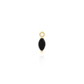Macro shot of 18K gold plated marquise-cut black gemstone pendant with shiny finish - Black