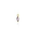Macro detail of 18K gold-plated marquise-cut purple gemstone pendant with closed bail - Purple
