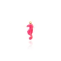 Close-up of pink enamel 18K gold-plated seahorse pendant with polished metal loop - Pink