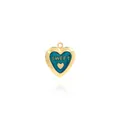 Macro shot of 18K gold-plated heart locket with blue enamel and Sweet engraving - Sky Blue