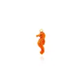 Macro detail of a bright orange 18K gold-plated seahorse pendant with textured resin - Orange Red
