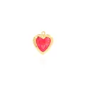 Detail of a gold-plated heart locket pendant with red enamel and Sweet text engraving - Pink