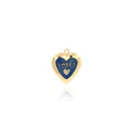 Detail of blue enamel heart locket with gold plating and SWEET engraving - Blue