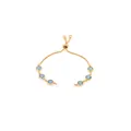 18K gold-plated slider bracelet featuring six round blue gemstones and adjustable clasp - Light Blue