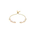 18K gold plated friendship bracelet featuring five round pink gemstones and adjustable slide - Pink