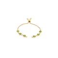 Detailed view of 18K gold plated bolo bracelet with adjustable slide and green stones - Fluorescent Green