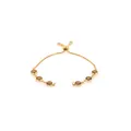 Detail of adjustable 18K gold-plated bracelet with six brown gemstones and sliding clasp - Dark Brown